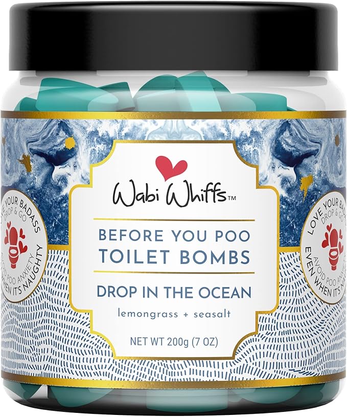 Fizzing Toilet Bombs – Drop In The Ocean | Natural Bathroom Deodorizer | Odor Eliminator Tablets For Freshness & Cleanliness | Eco-Friendly Septic Safe Tablets | 60 Count |