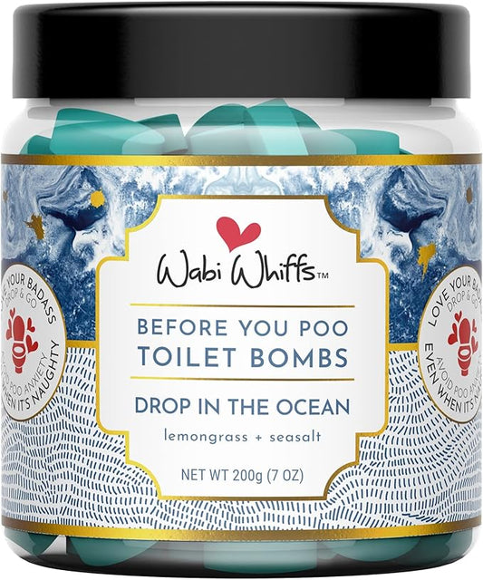 Fizzing Toilet Bombs – Drop In The Ocean | Natural Bathroom Deodorizer | Odor Eliminator Tablets For Freshness & Cleanliness | Eco-Friendly Septic Safe Tablets | 60 Count |