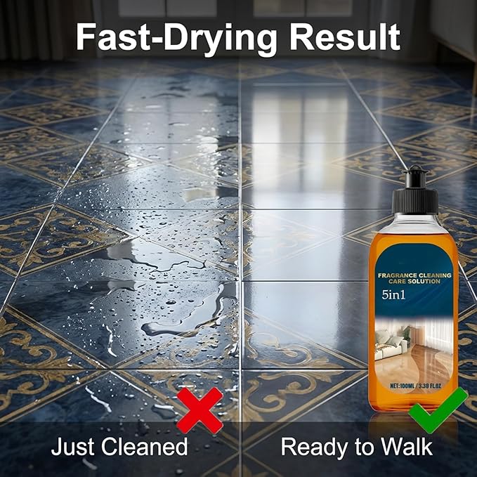 5 in 1 Floor Cleaner, 2026 New Fast-Drying Fragrance Cleaning Care Solution 5 In 1, Multi-Surface Floor Cleaner, Dual-Action Stain and Odor Remover, Restore Hardwood FloorShine (3PCS)