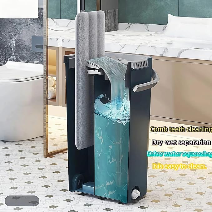 Spin Mop and Bucket Set, 2 Mops & 8 Microfiber Pads, with Wringer and 360° Rotating Head for Floor Cleaning, Hands-Free Wash for Hardwood Tile Laminate(White)