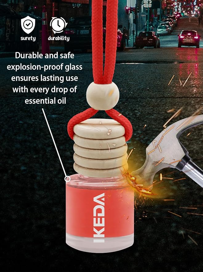 Ikeda Car Air Freshener: Hanging Car Smell Air Freshener | 10ml Hanging Car Perfume | Long Lasting Fragrance | Strong Scents Diffuser for Auto Home (Cherry|Circular)