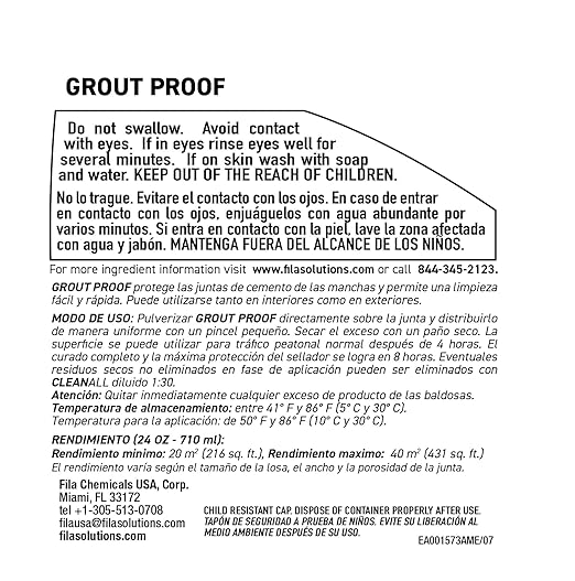 FILA Grout Sealer Spray Filagrout Proof 24 OZ, Grout Sealer for Tile and Stone, Eco-friendly