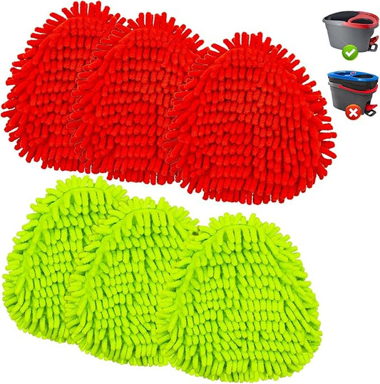 6 Pack Chenille Mop Heads Replacement for Ocedar EasyWring Spin Mop, Microfiber Spin Mop Replacement Head, Washable & Easy to Replace, Deep Cleaning for Hard Floors