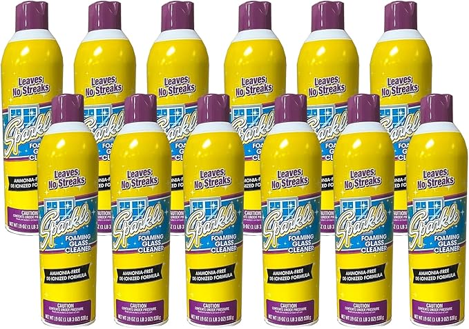 Sparkle Glass Cleaner, 20 Oz Aerosol Spray, 12/Carton