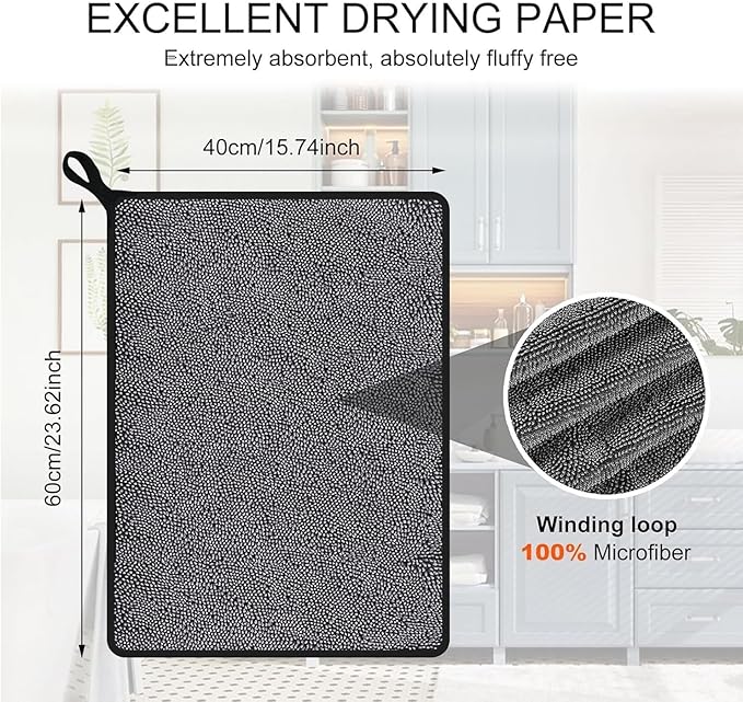 Shiny Shower Cleaning Wipes, Drying Towels, Shower Doors Wipes Drying Towels,16 * 24" Streak Free Glass Window Car Mirror Super Absorben Microfiber Cleaning Cloths (1pc grey16*24")