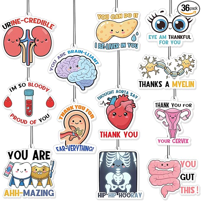 36 Pcs Doctor Day Gifts Bulk Funny Nurse Air Freshener Car Scented Medical Patient Access Week Thank You Hanging Decor Inspirational Team Thank You Gift for Healthcare Medical