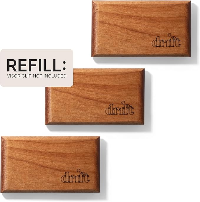 Drift Car Air Freshener - The Original Wood Air Freshener - Car Odor Eliminator - Metal Clip - Essential Oils - 3-Piece Variety Pack Refills - Teak, Open Air, Cabana - NO CLIP INCLUDED