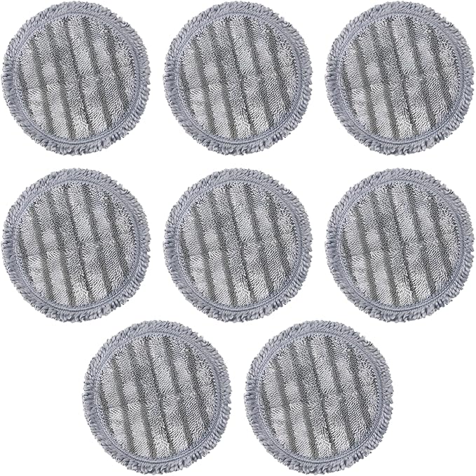Replacement Electric Mop Pads, 8 Pcs Microfiber, for Vacuum Cleaner X004 Electric Mop Head, 6.3 in / 16 Cm, Gray Spin Mop Pads