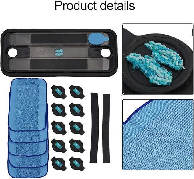 Wheel Tire Mop Cloth Water Cap Replacement for 320 380 381 390 380T 390T Mint 4200 4205 5200 5200C, Microfiber Washable Mop Pad Set with Continuous Spray Water Tank Cap, for Easy