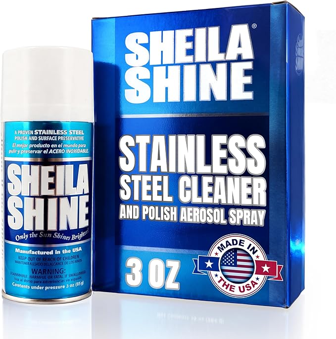 Sheila Shine 3oz Stainless Steel Cleaner and Polish - Cleans, Polishes & Protects Kitchen Appliances, Refrigerators, Sinks, Ovens & Grills - Residue, Streak Free Shine - Stainless Steel Cleaner Spray