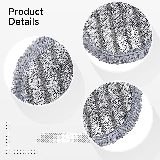 X004 Electric Mop Head 8 Pcs Replacement Pads, 6.3 In / 16 Cm Gray Microfiber Spin Mop Pads
