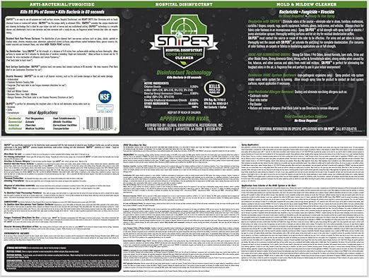 SNiPER Hospital Disinfectant, Odor Eliminator & All-Purpose Cleaner, 16 Ounce Spray, 12-Pack