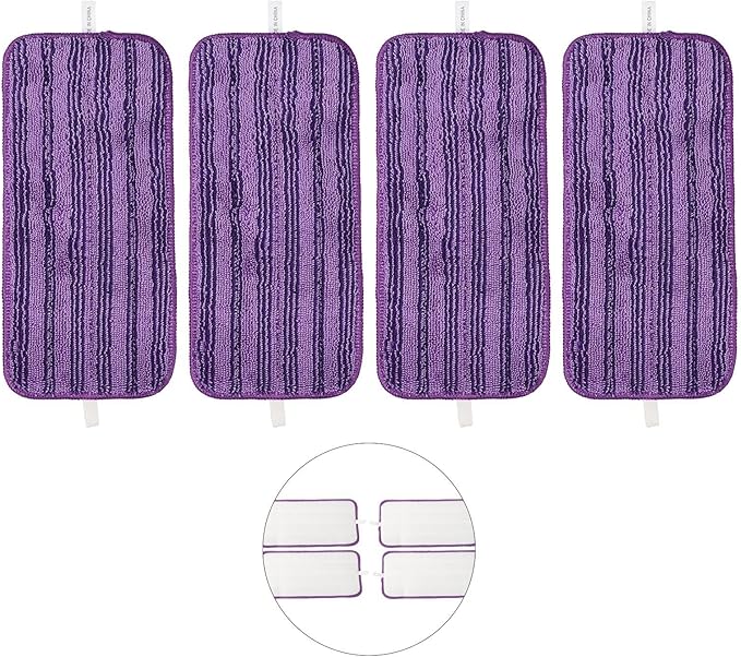 Rsable Microfiber Mop Pads Compatible with Hardwood and Floor Spray Mop, Washable Cleaning Refills for Hardwood, Tile and Stone Floors, 4/6 Pack Purple(4 PACK)