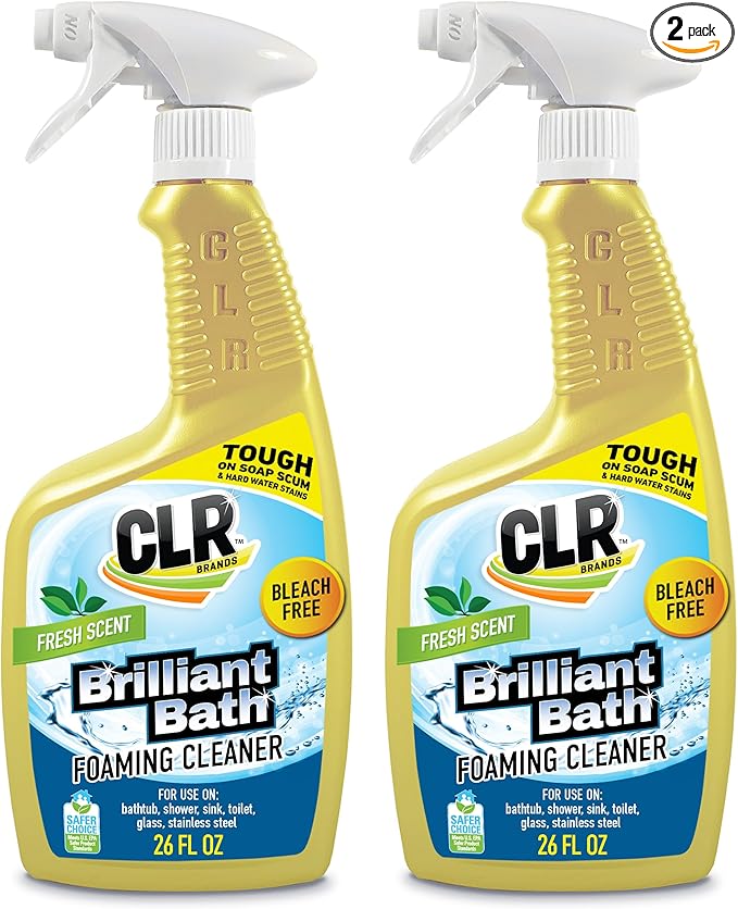 CLR Brilliant Bath Foaming Bathroom Cleaner Spray - For Use On Toilet, Bath, Shower, Sink, Glass, Stainless Steel - Fresh Scent, 26 Ounce Bottle (Pack Of 2)