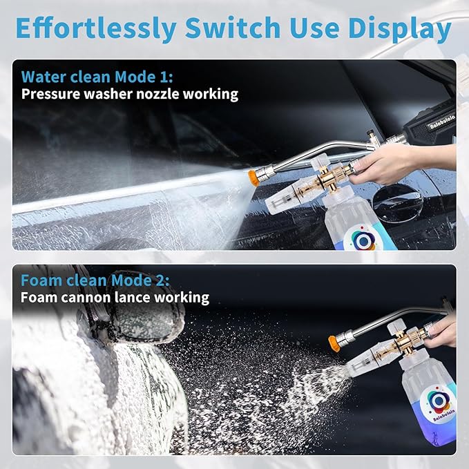 Foam Cannon with Dual Connector, Balabulala Dual Connector Foam Cannon with 5000PSI Pressure Washer Gun,7 Nozzles, 1/4" Quick Connect