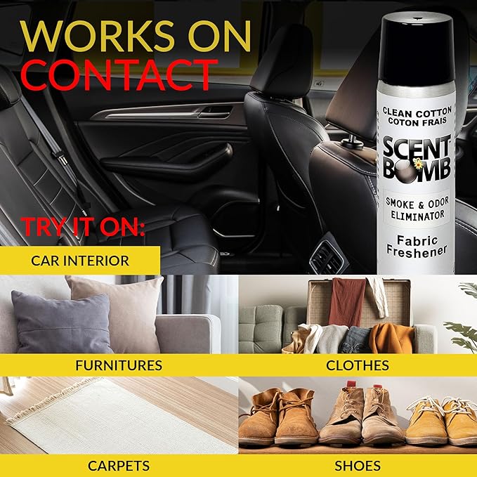 Scent Bomb, Concentrated Air Freshener, Fabric Freshener 2.5 oz Clean Cotton (2 pack)