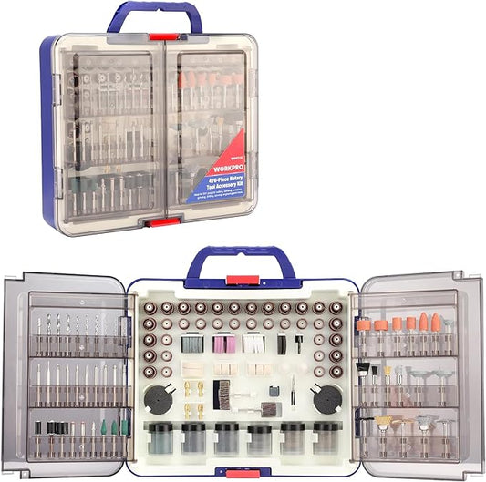 WORKPRO 476-Piece Rotary Tool Accessory Kit, Rotary Tool Bits for Easy Cutting, Grinding, Sanding, Polishing, Cleaning, Drilling, Carving and Engraving