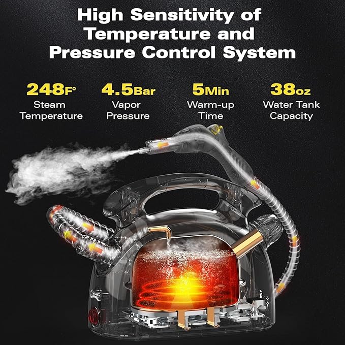 Steam Cleaner, Steam Cleaner For Home, Handheld Steamer For Cleaning With 21 Accessories, 248 °F High Temperature, Suitable for Grout, Floor. Sofas, Upholstery, Mop Replacement Pads