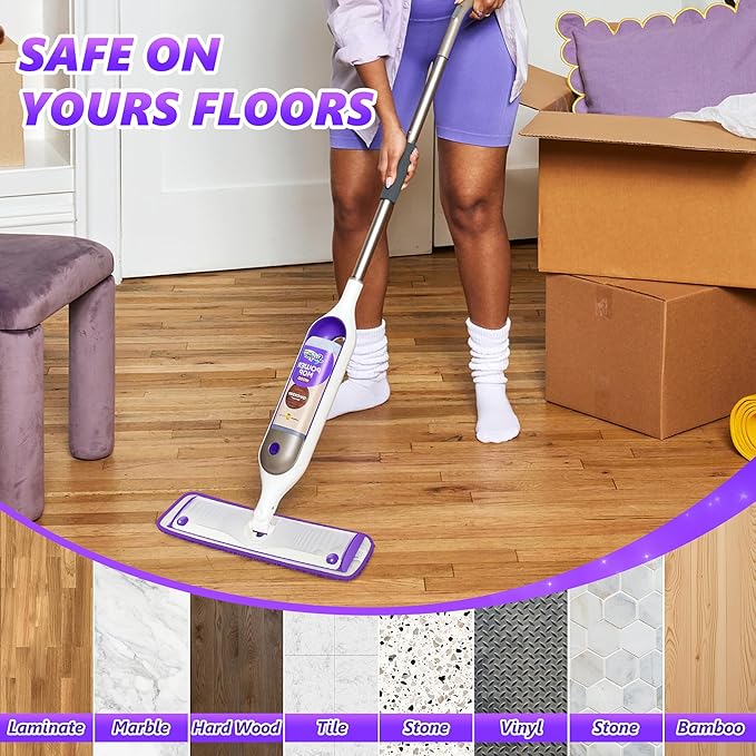 Dust Mop Wet Mop with 9 Washable Pads for Hardwood Floors