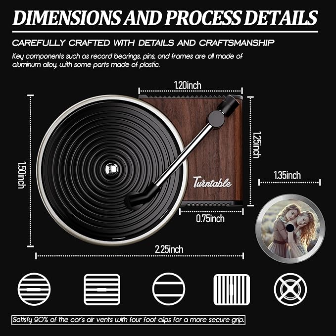 WOCOCN Customized Photo Car Air Freshener, Double-Sided Record Player Design, Unique Turntable Vinyl Shape,Meaning Gifts for Dad, Mom, Friends, Colleagues（9pcs）