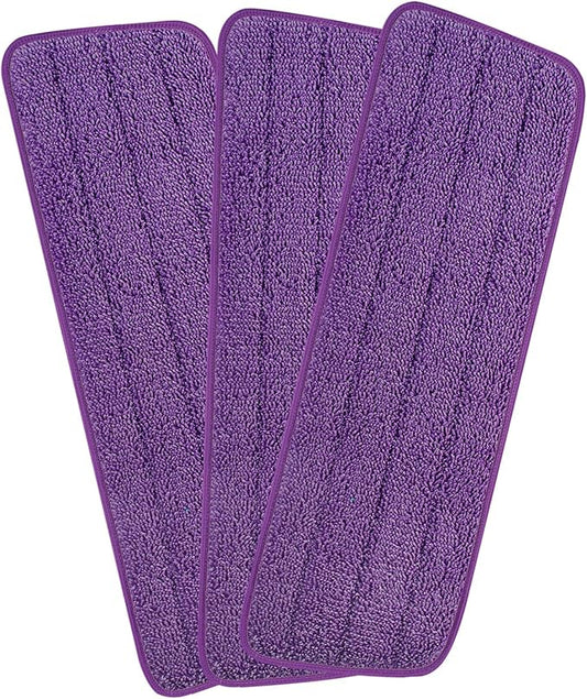 3 Pack 16.5 inch Reusable Mop Pads Microfiber Spray Mop Replacement Heads for Wet/Dry Mops Compatible with Bona Floor Care System (Purple)