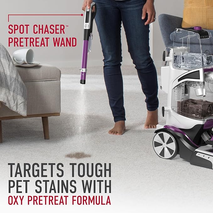 Hoover SmartWash Pet Automatic Carpet Cleaner with Spot Chaser Stain Remover Wand, FH53000PC + Hoover Everyday Solution, Deep Cleaning Carpet Shampoo, 128 oz Formula, AH30932