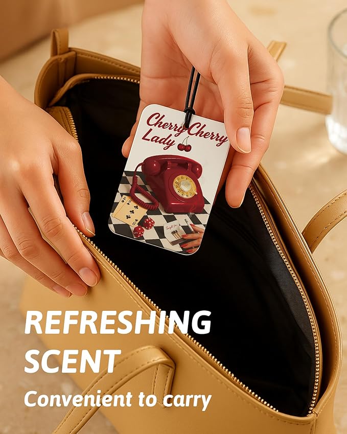 Trendy Cheetah Print Car Air Freshener 4 Pcs, Coquette Red Bow Leopard Print Lucky 8 Ball Hanging Air Freshener for Cars Closet Drawer Books, Girly Car Accessories Mirror Decor for Women
