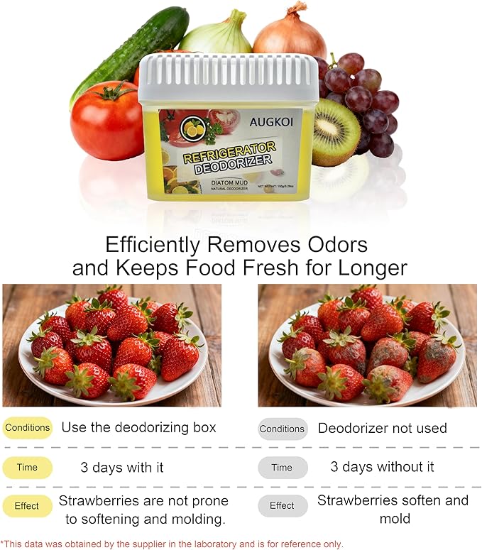 Diatomaceous Earth Gel Refrigerator Deodorizer, More Effective than Activated Charcoal and Baking Soda, Nature-Based Fridge Deodorizer, Eliminates Odors, Extends Food Freshness, 1 Packs