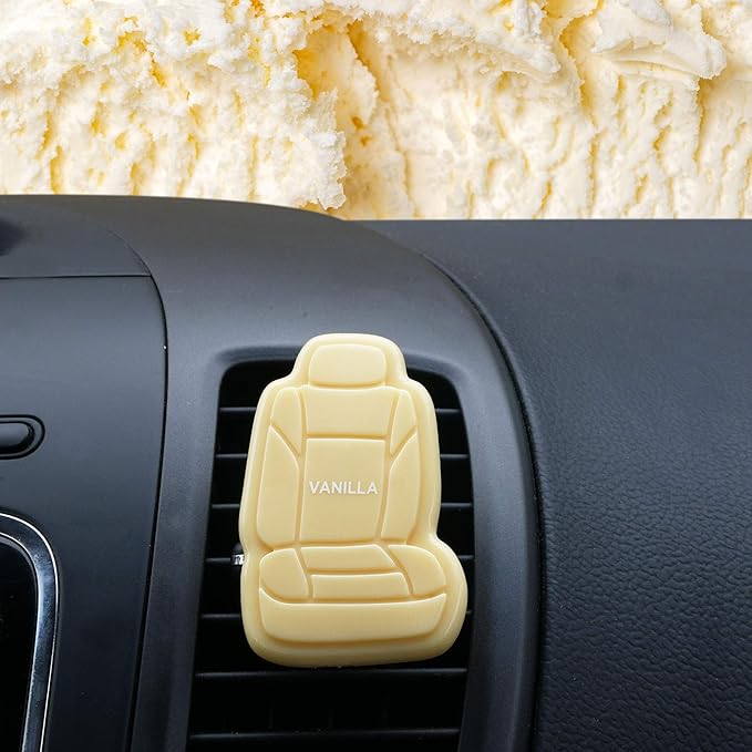 FH Group Air Freshener Vent Clips, Mini Car Seat Covers Design, (Vanilla Scent)-5PK