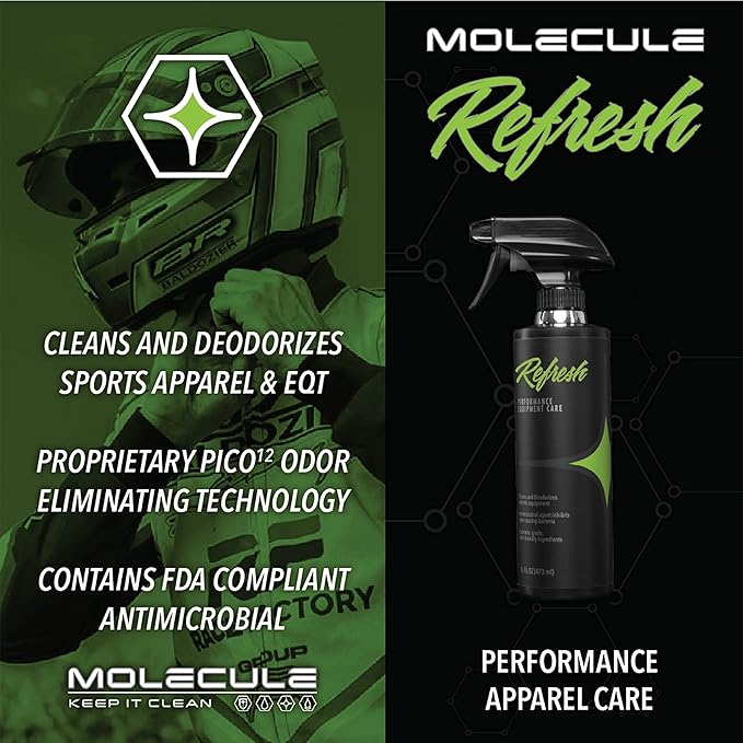 Molecule Wash Kit | Performance Apparel Care | 4 Ounce Wash & Spot Cleaner | Removes Tough Stains & Spots from Racing Suits & Technical Fabrics | 4 Ounce (1 Kit)