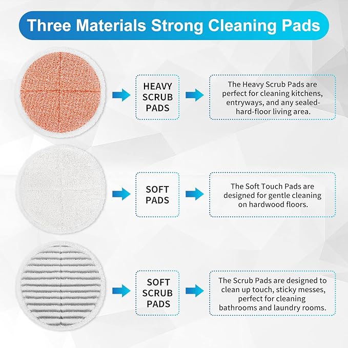 KEEPOW Spinwave Replacement Pads Compatible with Bissell Spinwave Powered Hard Floor Mop 2039 Series, 20399, 2039A, 2307, 2315A, 23157, 2124, 20393 Spin Heavy Scrub Mop Pads for Floor Cleaner (2 Pack)