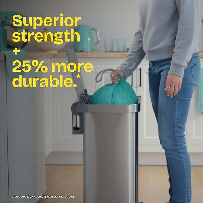 Glad ForceFlex MaxStrength Kitchen Trash Bags, 13 Gal, Bahama Bliss Febreze, 90 Ct (Pack May Vary)