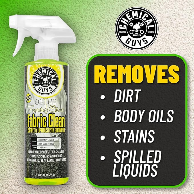 Chemical Guys CWS21916 Foaming Citrus Fabric Clean Carpet & Upholstery Cleaner, Ready to Use, Sprayable (for Carpets, Seats & Floor Mats), Safe for Cars, Home, Office, & More, 16 fl oz, Citrus Scent