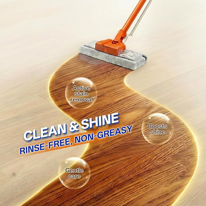 Floor Cleaner Liquid for Mopping, Household Deep Cleaning Solution for Wood,Hardwood,Tile,Laminate,Marble & Porcelain & Bathroom,Orange Scent,17.6 Fl Oz Each(1 Bottle+1 Cleaning Cloth)