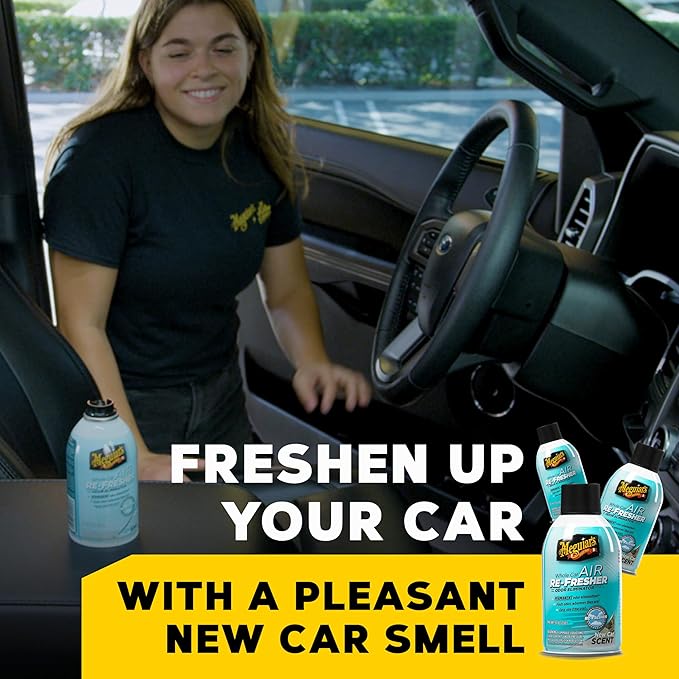Meguiar's Whole Car Air Re-Fresher,Odor Fighting Mist, Fights Off Strong Vehicle Odors,Air Freshener, New Car Scent - Three 2 Oz Spray Bottles