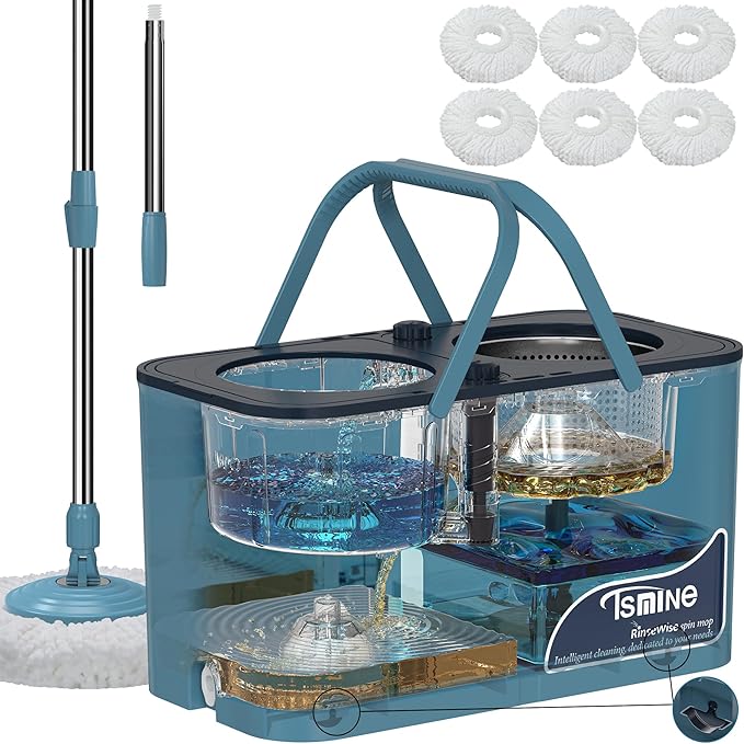 Spin Mop Bucket with 18 Pcs Mop Heads