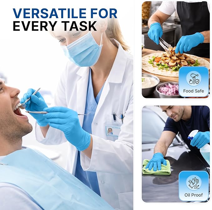 Schneider Nitrile Exam Gloves, 5 Mil, Blue, Latex-Free & Powder-Free Disposable Gloves, Textured Grip, for Medical Exam