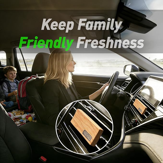 4 Packs Citrus Scented Natural Wood Vent Clips,【Brighten Cabin Mood】 Odor Refresh Car Scents Air Freshener Refills, Long Lasting Fragrance Diffuser, SUV Essentials Gift for Women
