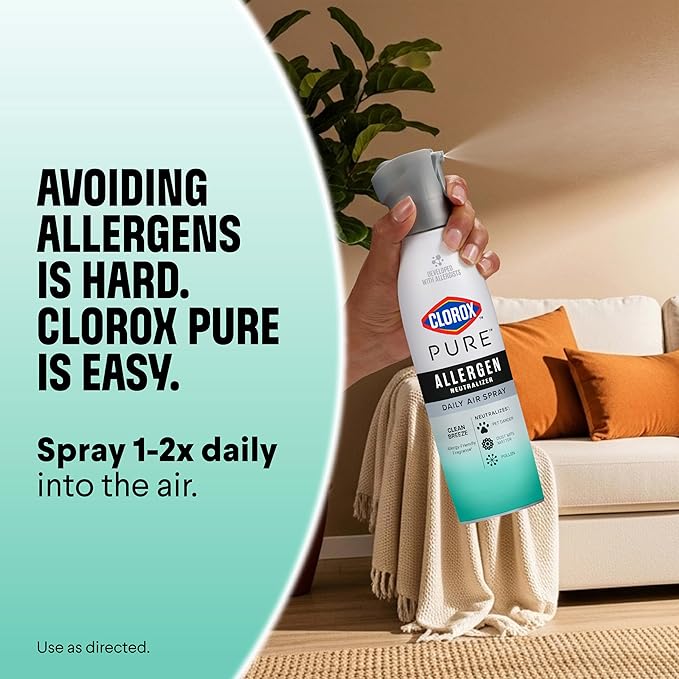 Clorox PURE Allergen Neutralizer Daily Air Spray, Clean Breeze, 8 Ounces
