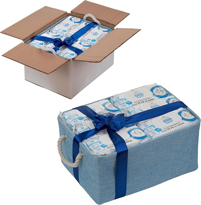 24 Pack Hand Sanitizing Wipes, All-Purpose Cleaner for Bathroom, Kitchen, Office, 1728 Count Soft Flow with Gift Basket