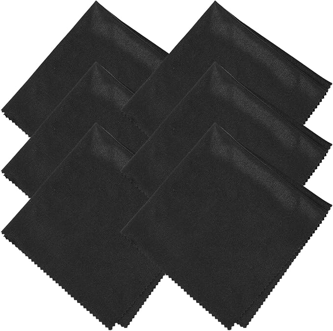 uxcell 6 Pcs Microfiber Cleaning Cloth for Glasses, 8 x 8 Inch Eyeglass Cleaning Cloth, Glasses Cleaner Wipes for Electronics Lenses Screens Cameras Cell Phones, Black