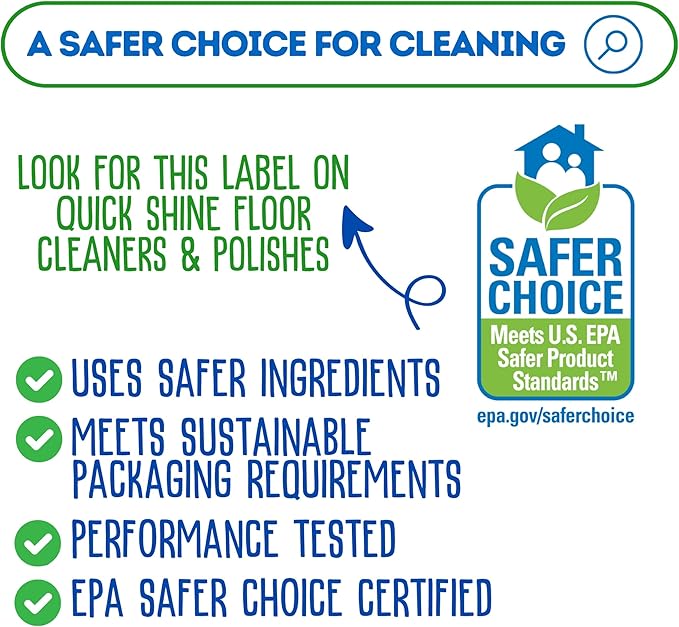 Quick Shine Hardwood Floor Cleaner 27oz, 6Pk| Use in Spray & Vac Mops| Removes Dirt & Scuff Marks| Ready-to-Use, Streak Free, No Rinse| Safer Choice Cleaner| Perfect for Gentle and Effective Cleaning