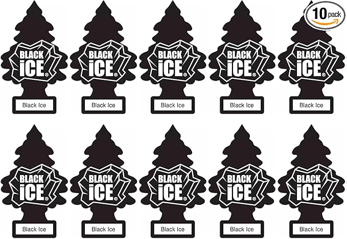 LittIe Trees Car Freshener, Black Ice Scent, 10-Pack