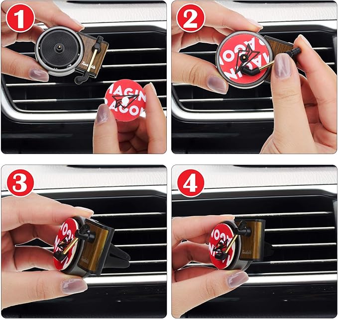 20 Pieces Car Air Freshener Record Player Air Fragrance Diffusers Clips Retro Style Gifts Christmas, Include 4 Pcs Record Player Car Vent Clip, 16 Pcs Aromatherapy Tablets Replacement Pads
