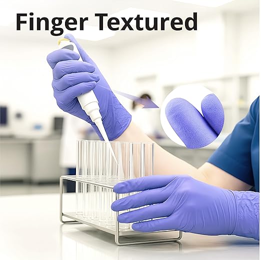 Disposable Nitrile Exam Gloves, 3mil, XL, Box of 100, Violet Nitrile Gloves Disposable Latex Free for Medical, Cleaning, Cooking & Esthetician, Food-Safe, Powder-Free, Purple, Non-Sterile