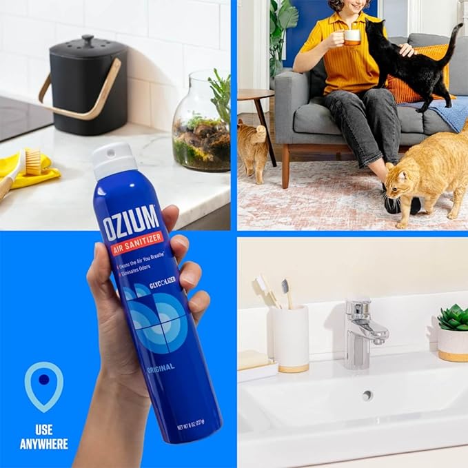 Ozium 0.8 oz. Air Sanitizer & Odor Eliminator for Homes, Cars, Offices and More, Citrus Scent, Pack of 4
