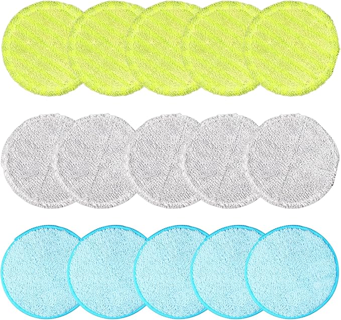 15PCS Reusable Water-Absorbent Spin Mop Pads, 5.9 & 6.3 Inch Round Microfiber Refill for Floor Cleaning