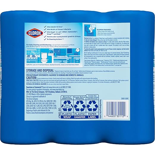 Clorox 30112 Disinfecting Wipe, Fresh/Lemon Fresh Scent (525 Count)