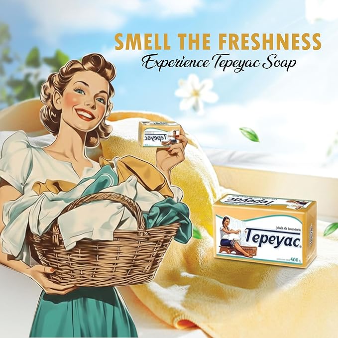 Tepeyac Biodegradable Yellow Laundry Bar and Tough Stain Remover, For all Fabric Types - Fresh Scent 400 g