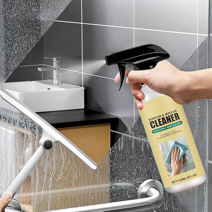 Vehicle Glass Cleaner, 120ml Windshield Stain Remover, Small Bottle Auto Cleaning Solution, Harmless Spray Formula Feature, Car Window Care for Office Apartment Home Restaurant Shower Door Use